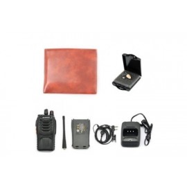 Walkie Talkie + Wallet + Micro Earbug Wireless Hidden In-Ear Audio Receiver Kit